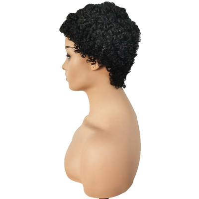 Machine gemaakt kort krullend menselijk haar pruik Afro krullend zonder kant sluiting Virgin Braziliaanse