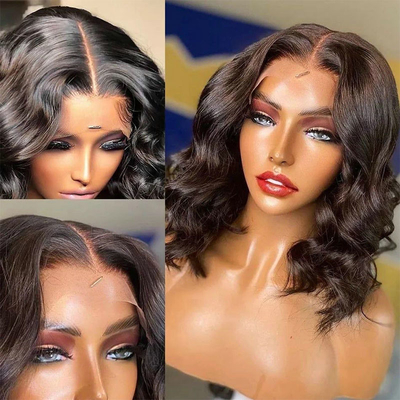 Zeer zwart 13x6 kant Frontale korte stijl Bob Body Wave Mensenhaar Peruken voor zwarte vrouwen