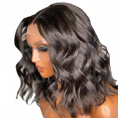 Zeer zwart 13x6 kant Frontale korte stijl Bob Body Wave Mensenhaar Peruken voor zwarte vrouwen
