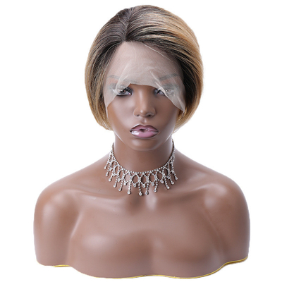 Lange Vietnamese Raw Virgin HD 13x1 T Deel kant Front Pixie Cut Mensenhaar Peruken Ombre Bruin