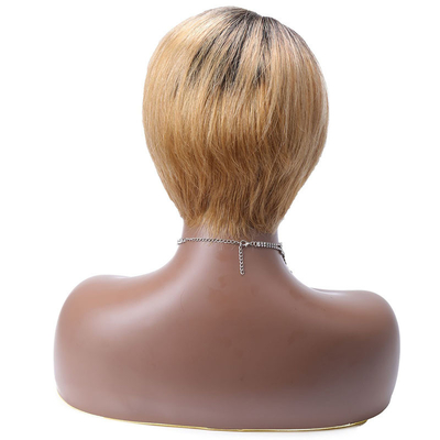 Lange Vietnamese Raw Virgin HD 13x1 T Deel kant Front Pixie Cut Mensenhaar Peruken Ombre Bruin