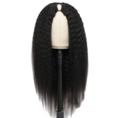 Lang menselijk haar V-deel pruik 30 inch Kinky recht ruw haar Braziliaans Remy Perruque