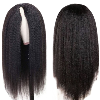 Lang menselijk haar V-deel pruik 30 inch Kinky recht ruw haar Braziliaans Remy Perruque