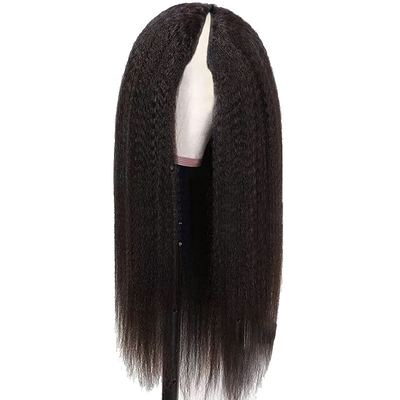 Lang menselijk haar V-deel pruik 30 inch Kinky recht ruw haar Braziliaans Remy Perruque