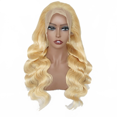 Lichte bruine kant Kleur Maagd blond Hooggespitsde Body Wave Curly Full Lace Front Wig 613 HD 13x6 voor vrouwen