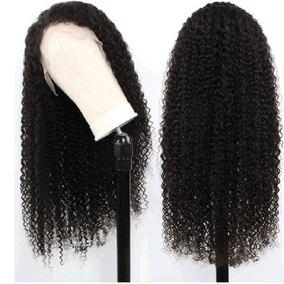 HD Zwitserse kant voor Mongoolse Peruaanse 13x4 Afro Kinky krullend menselijk haar pruik met babyhaar