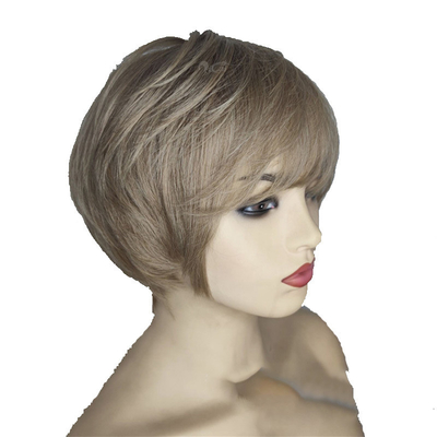 6 'korte lijmloze natuurlijke Pixie Cut Braziliaanse pruik Mensenhaar pruiken voor blanke vrouwen