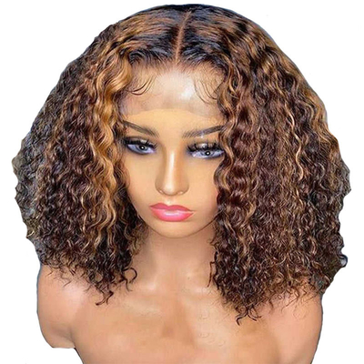 8 inch HD kant voor Peruaanse watergolf kort stomp gesneden krullend Bob menselijk haar pruiken fo