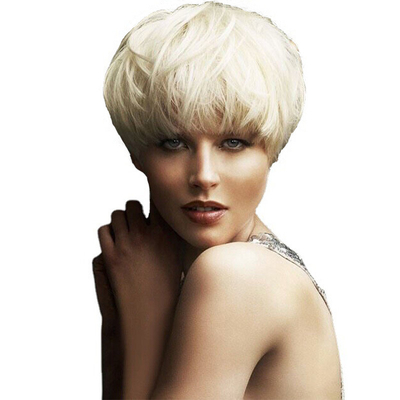 250g-450g Kleverloos natuurlijk menselijk haar Pixie Cut Short Bone Straight Peruken voor blanke vrouwen