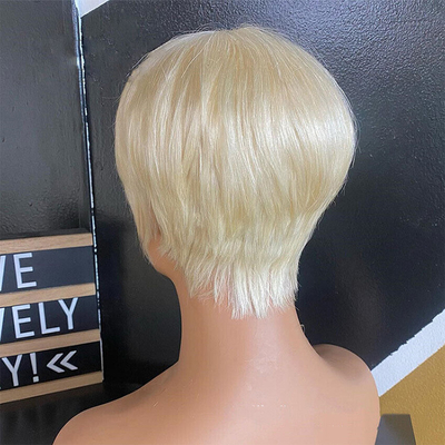 250g-450g Kleverloos natuurlijk menselijk haar Pixie Cut Short Bone Straight Peruken voor blanke vrouwen