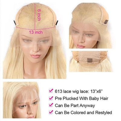 Chinees haar 613 blond 13X6 Hd full lace frontal ruw menselijk haar pruik met baby haar