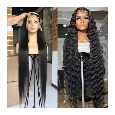 30 Inch Water Diepe Wave Lichaam Wave 4x4 Hd Transparante kant Frontale Raw Human Hair Wig Voor Zwarte Vrouwen