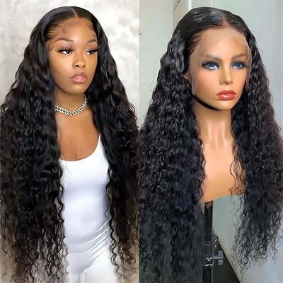 30 Inch Water Diepe Wave Lichaam Wave 4x4 Hd Transparante kant Frontale Raw Human Hair Wig Voor Zwarte Vrouwen