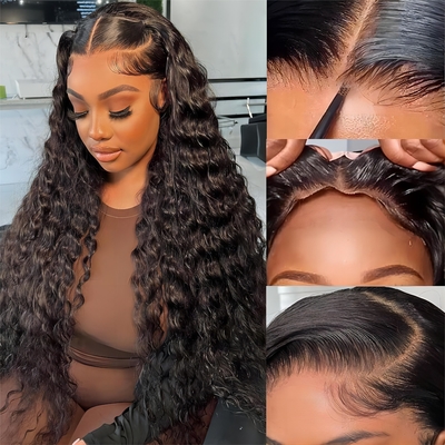 30 Inch Water Diepe Wave Lichaam Wave 4x4 Hd Transparante kant Frontale Raw Human Hair Wig Voor Zwarte Vrouwen