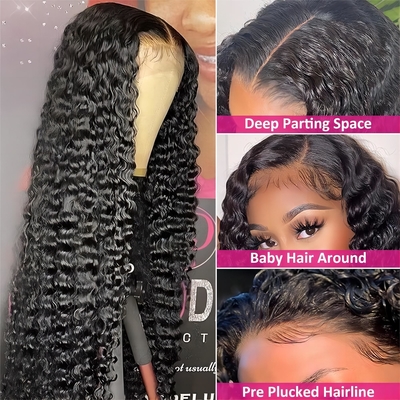30 Inch Water Diepe Wave Lichaam Wave 4x4 Hd Transparante kant Frontale Raw Human Hair Wig Voor Zwarte Vrouwen