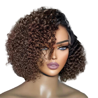 Top Mensenhaar Braziliaanse Pixie Cut Krullend Full HD Speld Kleverloos Zijdeling Peruk voor vrouwen