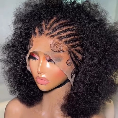 Kinky Curly Glueless Full Hd Lace Wigs Mensenhaar Wigs Voor Volledige Densiteit 180%