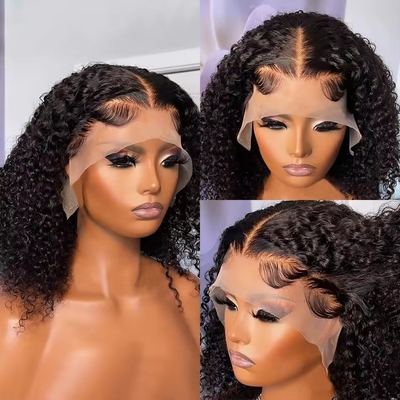 Kinky Curly Glueless Full Hd Lace Wigs Mensenhaar Wigs Voor Volledige Densiteit 180%